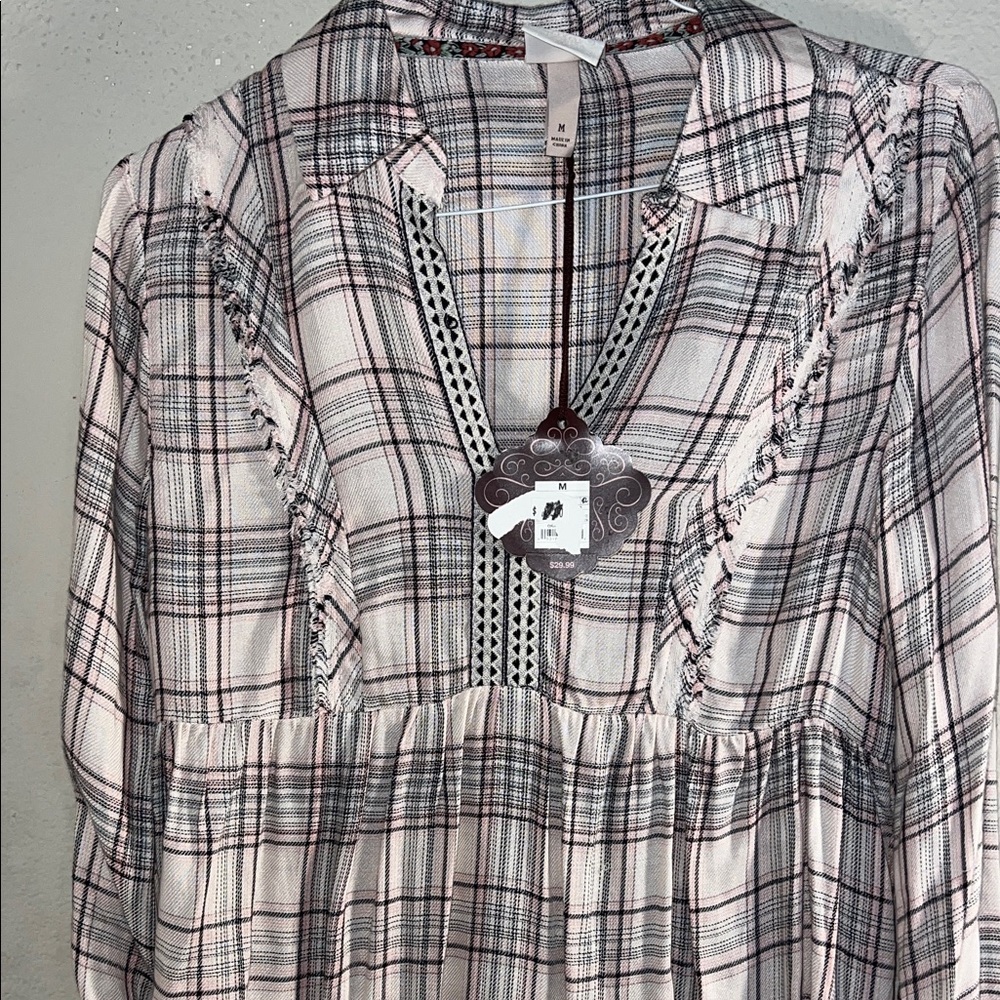 Knox Rose Pink and Black Plaid Dress New With Tags